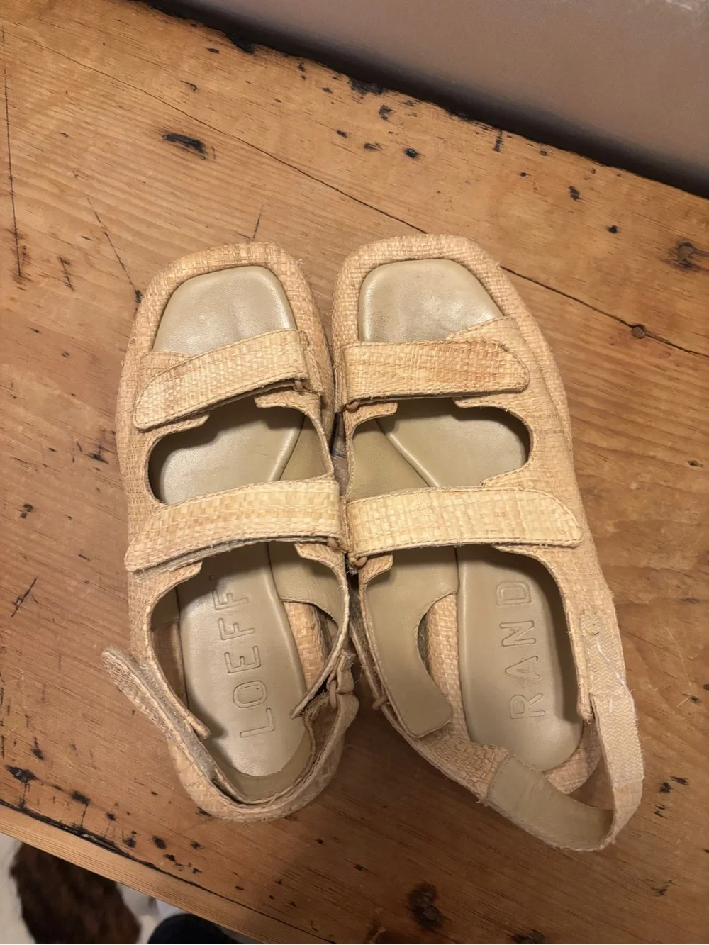 Loeffler Randall Natural Woven Velcro Sandals